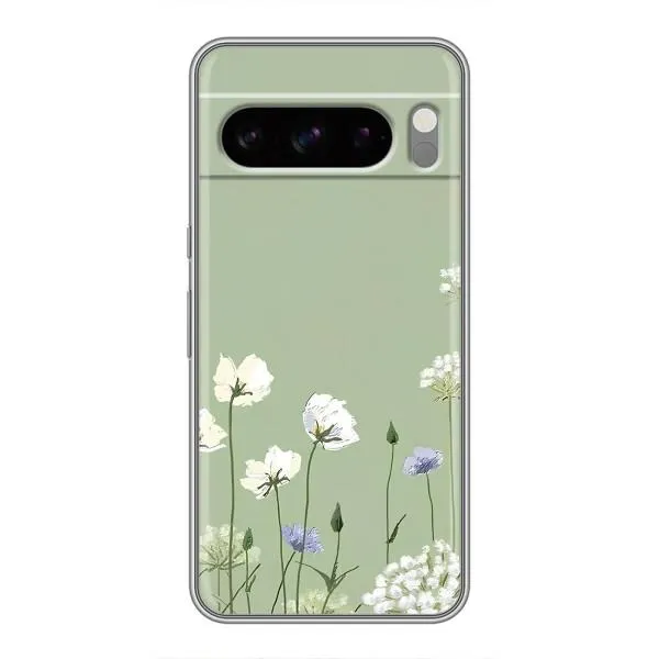 Чехол с принтом «Цветы на зеленом» для Google Pixel 8 Pro