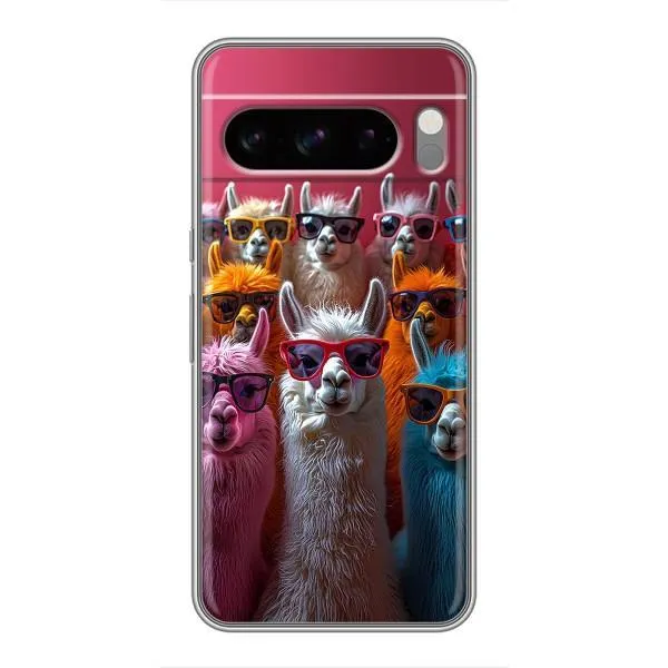 Чехол с принтом «Ламы в очках» для Google Pixel 8 Pro