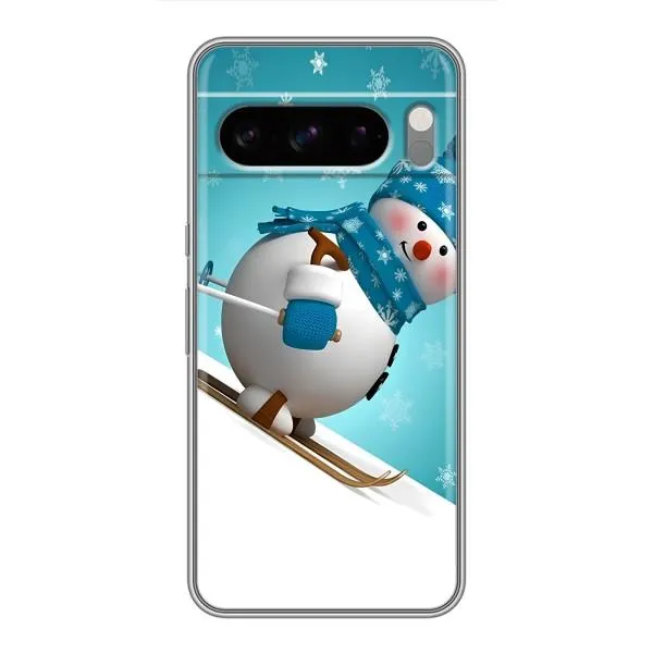 Чехол с принтом «Снеговик на лыжах» для Google Pixel 8 Pro