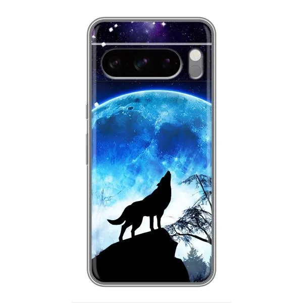 Чехол с принтом «Волк на луну» для Google Pixel 8 Pro