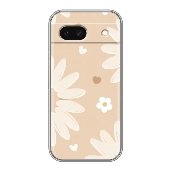 Чохол з принтом «Бежеві квіти» для Google Pixel 8A
