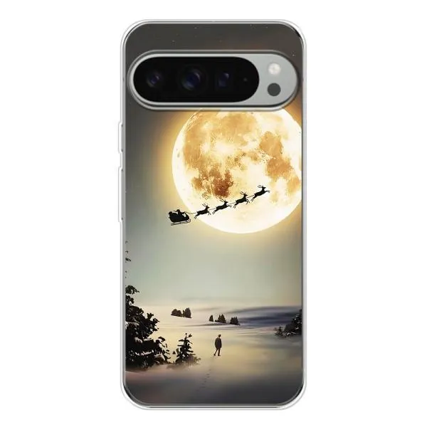 Чохол з принтом «Санта на місяці» для Google Pixel 9 Pro XL Чохол з принтом «Санта на місяці» для Google Pixel 9 Pro XL