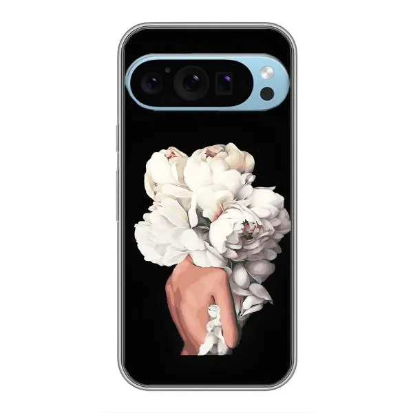Чехол с принтом «Белые цветы» для Google Pixel 9 Pro