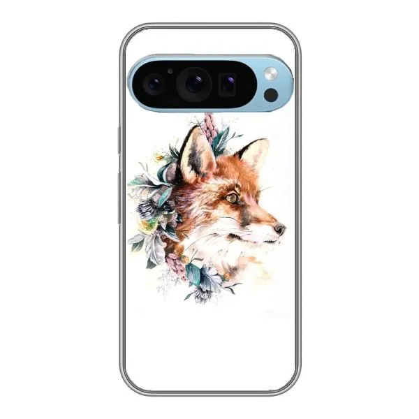 Чехол с принтом «Лисичка в цветочках» для Google Pixel 9 Pro
