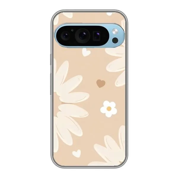 Чехол с принтом «Бежевые цветы» для Google Pixel 9 Pro