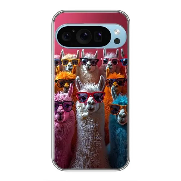 Чохол з принтом «Лами в окулярах» для Google Pixel 9 Pro Чохол з принтом «Лами в окулярах» для Google Pixel 9 Pro