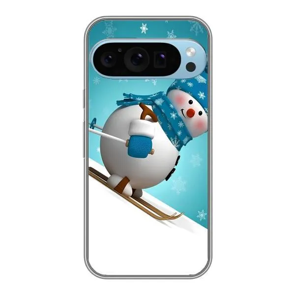 Чехол с принтом «Снеговик на лыжах» для Google Pixel 9 Pro