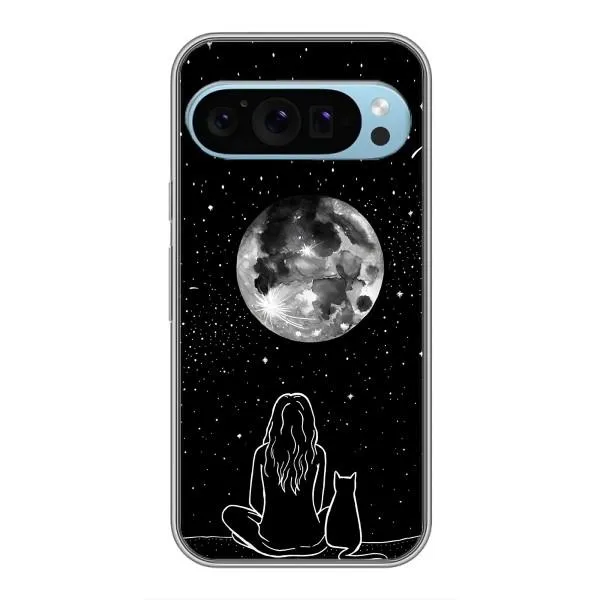 Чохол з принтом «Дівчина з котом» для Google Pixel 9