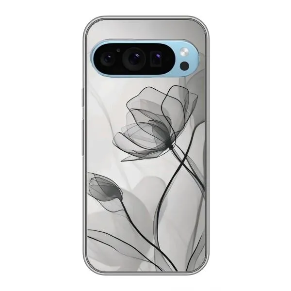 Чехол с принтом «Черные цветы» для Google Pixel 9 Чехол с принтом «Черные цветы» для Google Pixel 9
