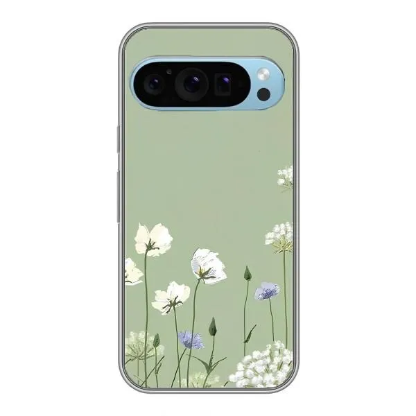 Чехол с принтом «Цветы на зеленом» для Google Pixel 9 Чехол с принтом «Цветы на зеленом» для Google Pixel 9