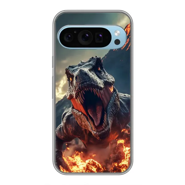 Чохол з принтом «Вогняний динозавр» для Google Pixel 9