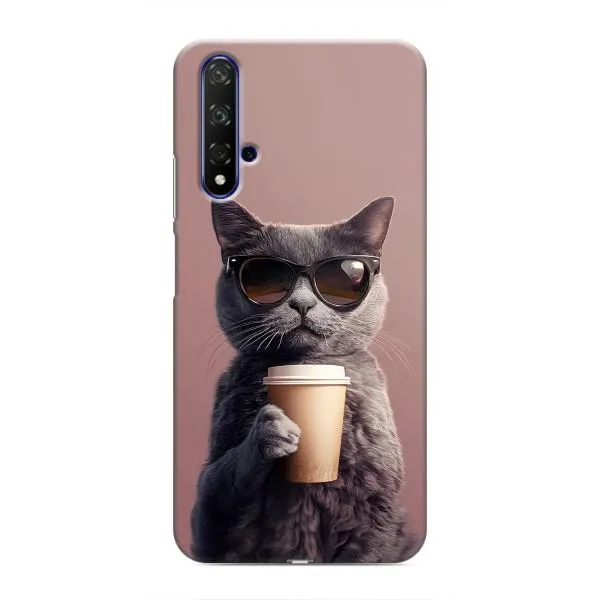 Чехол с принтом «Кот с кофе» для Huawei Honor 20