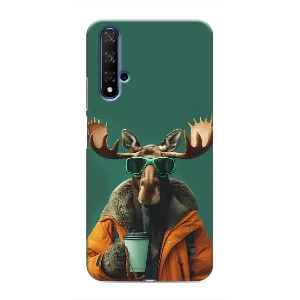 Чехол с принтом «Лось с кофе» для Huawei Honor 20