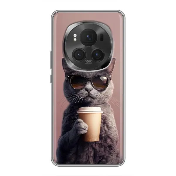 Чехол с принтом «Кот с кофе» для Huawei Honor Magic 6 Pro