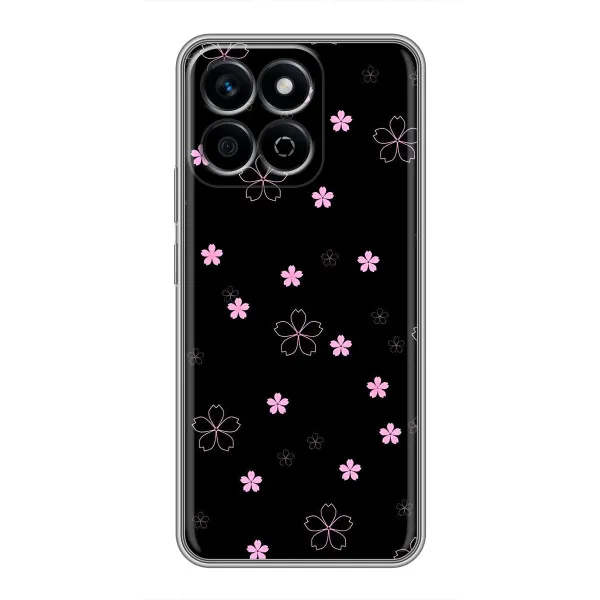 Чехол с принтом «Розовые цветы на черном» для Huawei Honor X7c