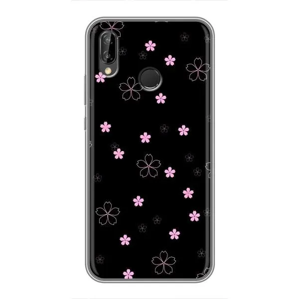 Чехол с принтом «Розовые цветы на черном» для Huawei P Smart 2019