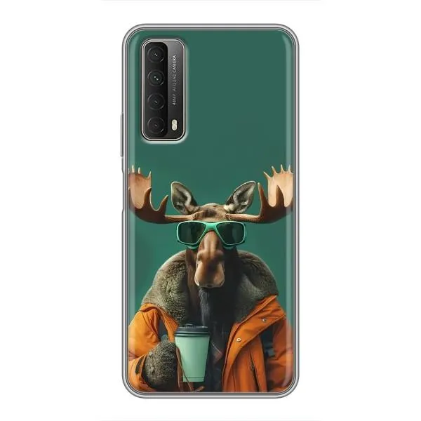 Чехол с принтом «Лось с кофе» для Huawei P Smart 2021 Чехол с принтом «Лось с кофе» для Huawei P Smart 2021