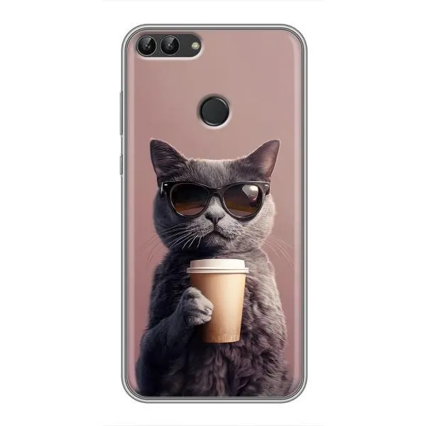 Чехол с принтом «Кот с кофе» для Huawei P Smart (Enjoy 7s, FIG-LA1) Чехол с принтом «Кот с кофе» для Huawei P Smart (Enjoy 7s, FIG-LA1)