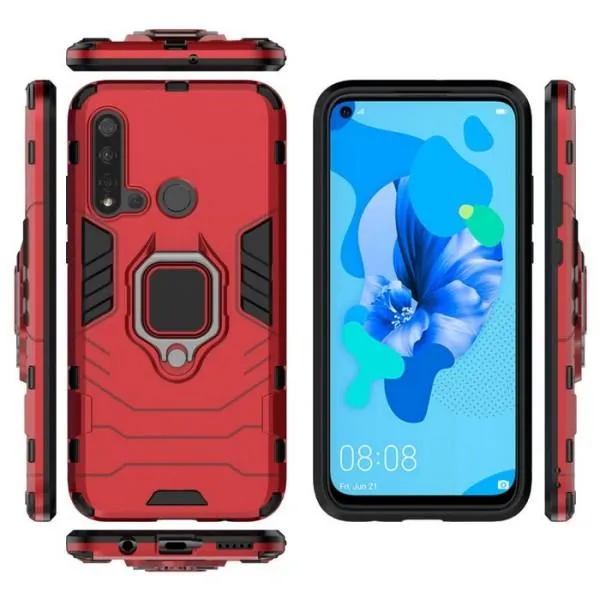 Захисний чохол Transformer Ring для Huawei P20 Lite 2019 (TPU + пластик) — Червоний — фото 2