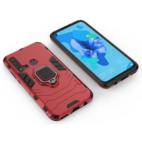 Захисний чохол Transformer Ring для Huawei P20 Lite 2019 (TPU + пластик) — Червоний — фото 4