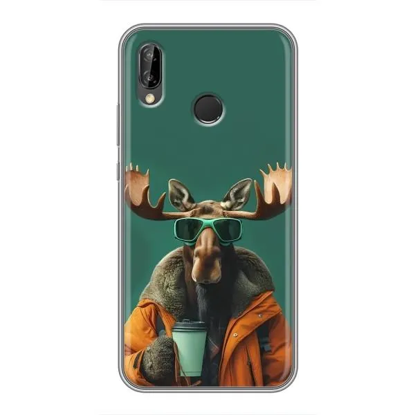 Чехол с принтом «Лось с кофе» для Huawei P20 Lite (ANE-L02)
