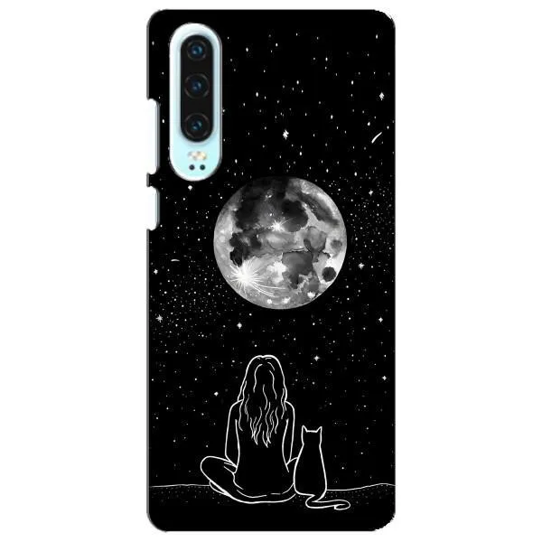 Чехол с принтом «Девушка с котом» для Huawei P30 Чехол с принтом «Девушка с котом» для Huawei P30