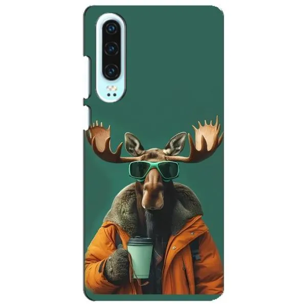 Чехол с принтом «Лось с кофе» для Huawei P30