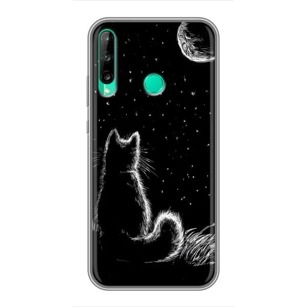 Чехол с принтом «Котик и луна» для Huawei P40 Lite e Чехол с принтом «Котик и луна» для Huawei P40 Lite e