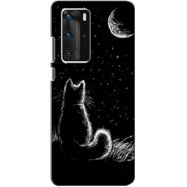 Чехол с принтом «Котик и луна» для Huawei P40 Pro Чехол с принтом «Котик и луна» для Huawei P40 Pro