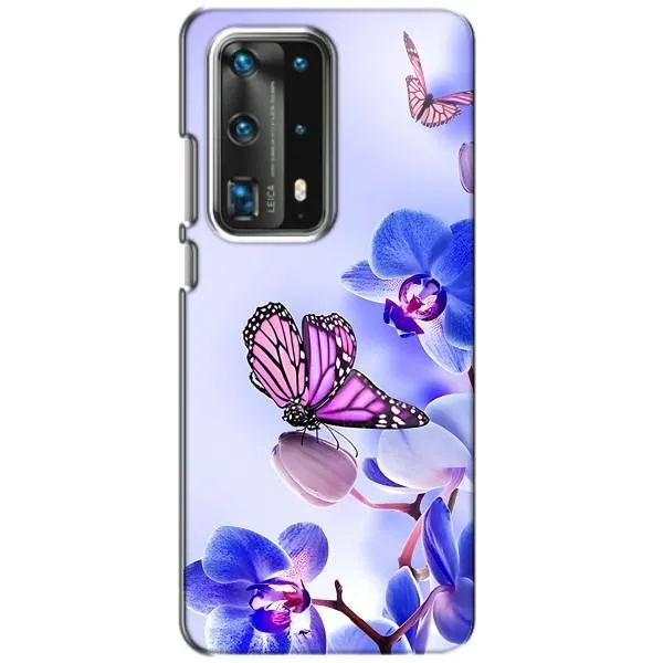 Чохол з принтом «Метелик на квітах» для Huawei P40