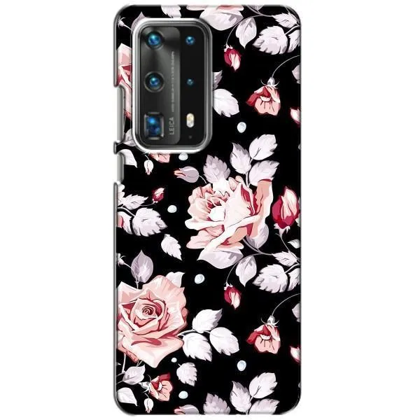 Чохол з принтом «Квіти на чорному» для Huawei P40