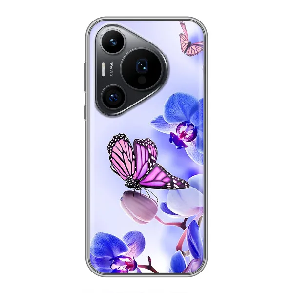 Чохол з принтом «Метелик на квітах» для Huawei Pura 70 PRO