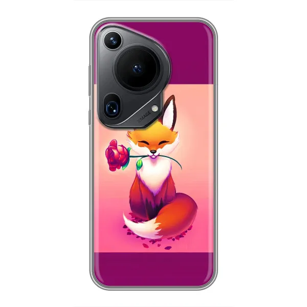 Чехол с принтом «Лисичка с розочкой» для Huawei Pura 70 Ultra