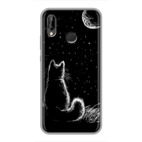 Чехол с принтом «Котик и луна» для Huawei Y7 2019