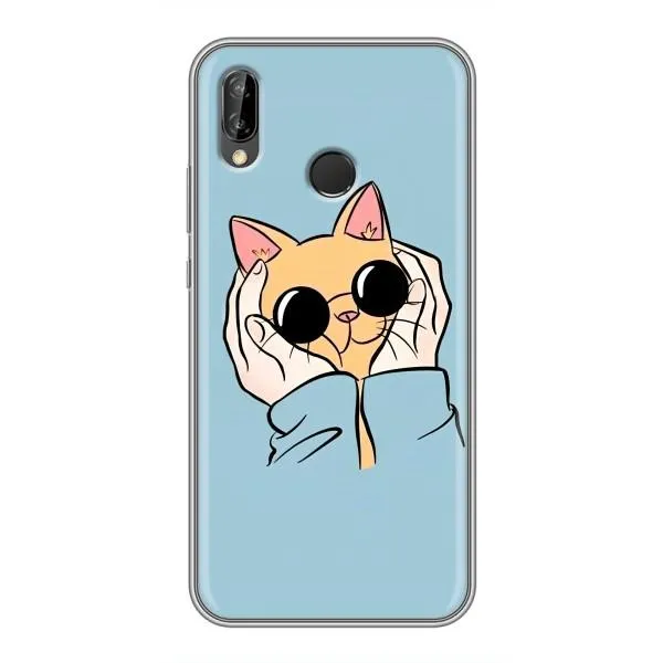 Чехол с принтом «Котик в очках» для Huawei Y9 2019 / Enjoy 9 Plus
