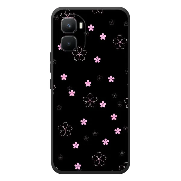Чехол с принтом «Розовые цветы на черном» для Infinix GT 50 Pro Чехол с принтом «Розовые цветы на черном» для Infinix GT 50 Pro