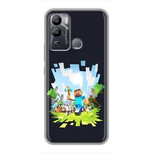 Чехол с принтом «персонажи Minecraft» для Infinix Hot 12i
