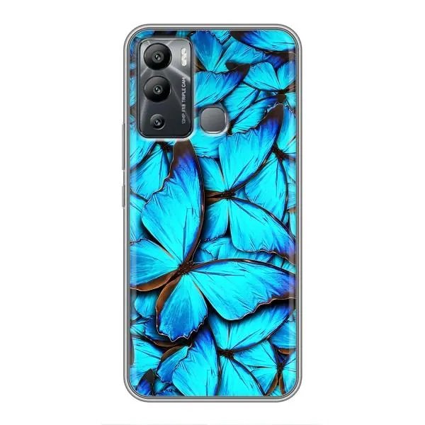 Чехол с принтом «Синие бабочки» для Infinix Hot 12i