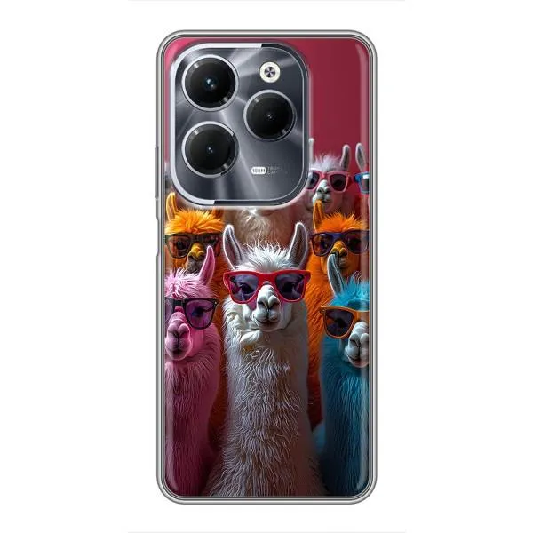 Чехол с принтом «Ламы в очках» для Infinix Hot 40 Play