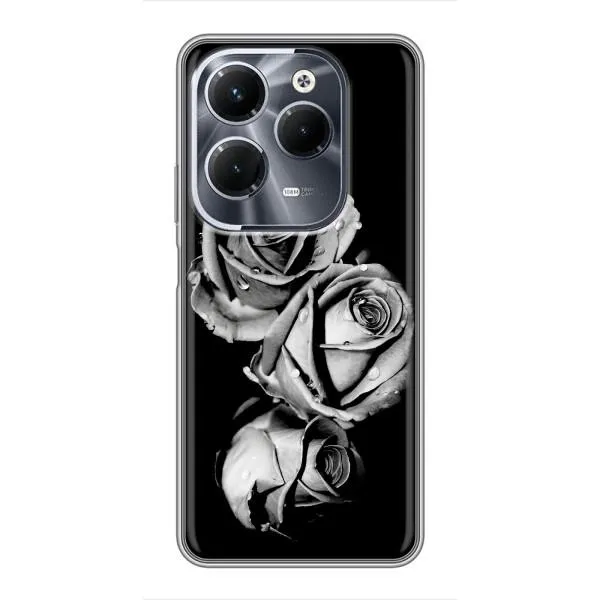 Чехол с принтом «Черная роза» для Infinix Hot 40 Pro