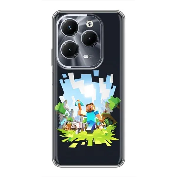 Чехол с принтом «персонажи Minecraft» для Infinix Hot 40 Pro