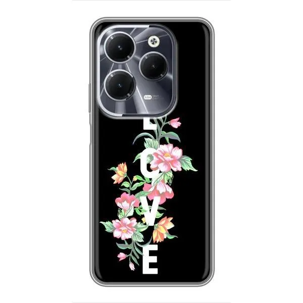 Чехол с принтом «Цветы LOVE» для Infinix Hot 40