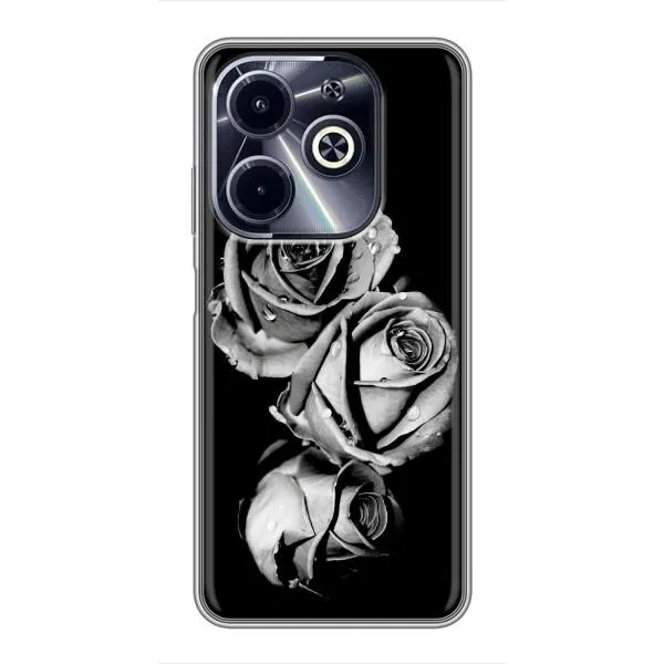 Чехол с принтом «Черная роза» для Infinix Hot 40i