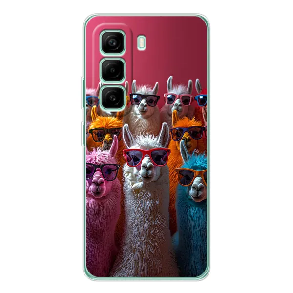 Чехол с принтом «Ламы в очках» для Infinix Hot 50 Pro Plus
