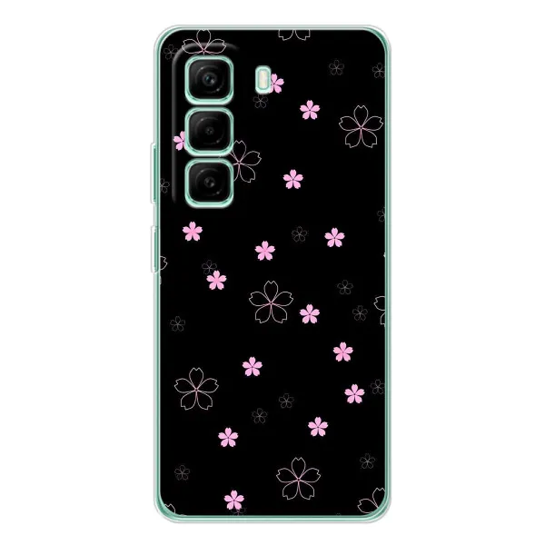 Чехол с принтом «Розовые цветы на черном» для Infinix Hot 50 Pro Plus