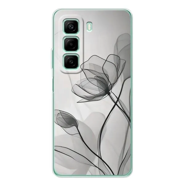 Чехол с принтом «Черные цветы» для Infinix Hot 50 Pro