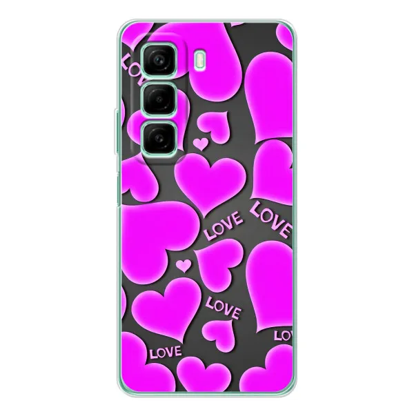 Чехол с принтом «Pink hearts» для Infinix Hot 60