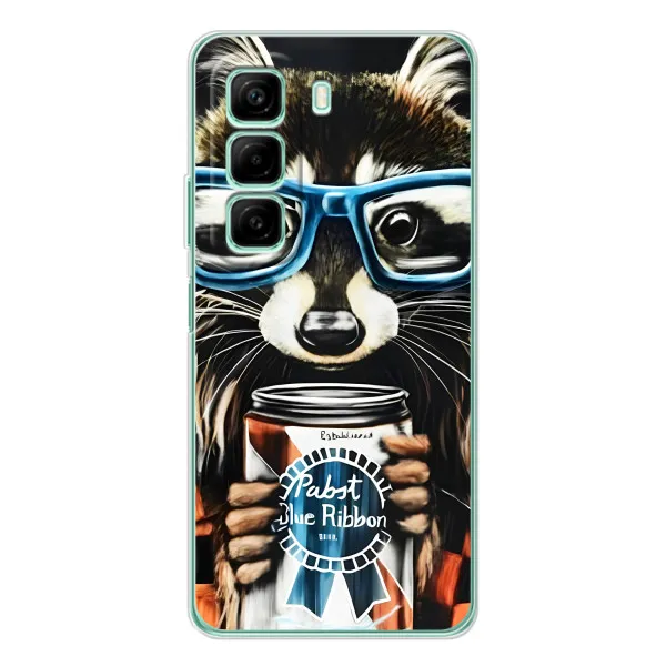 Чехол с принтом «Енот с банкой» для Infinix Hot 60