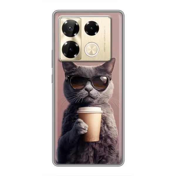 Чехол с принтом «Кот с кофе» для Infinix Note 40 Pro