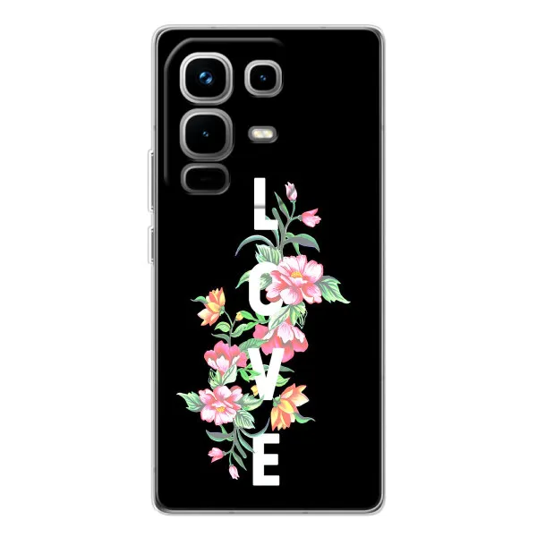 Чехол с принтом «Цветы LOVE» для Infinix Note 50 Pro